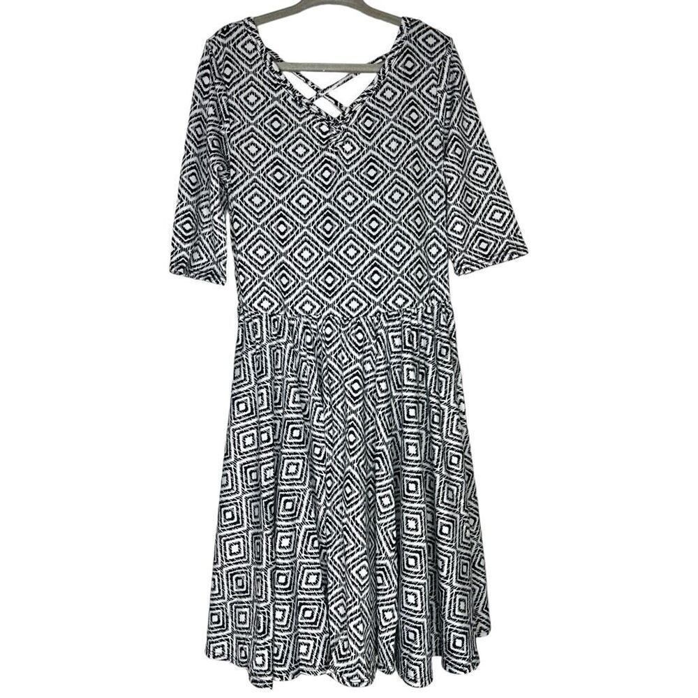 NEW Dot Dot Smile Black White Geometric Ballerina Dress 7